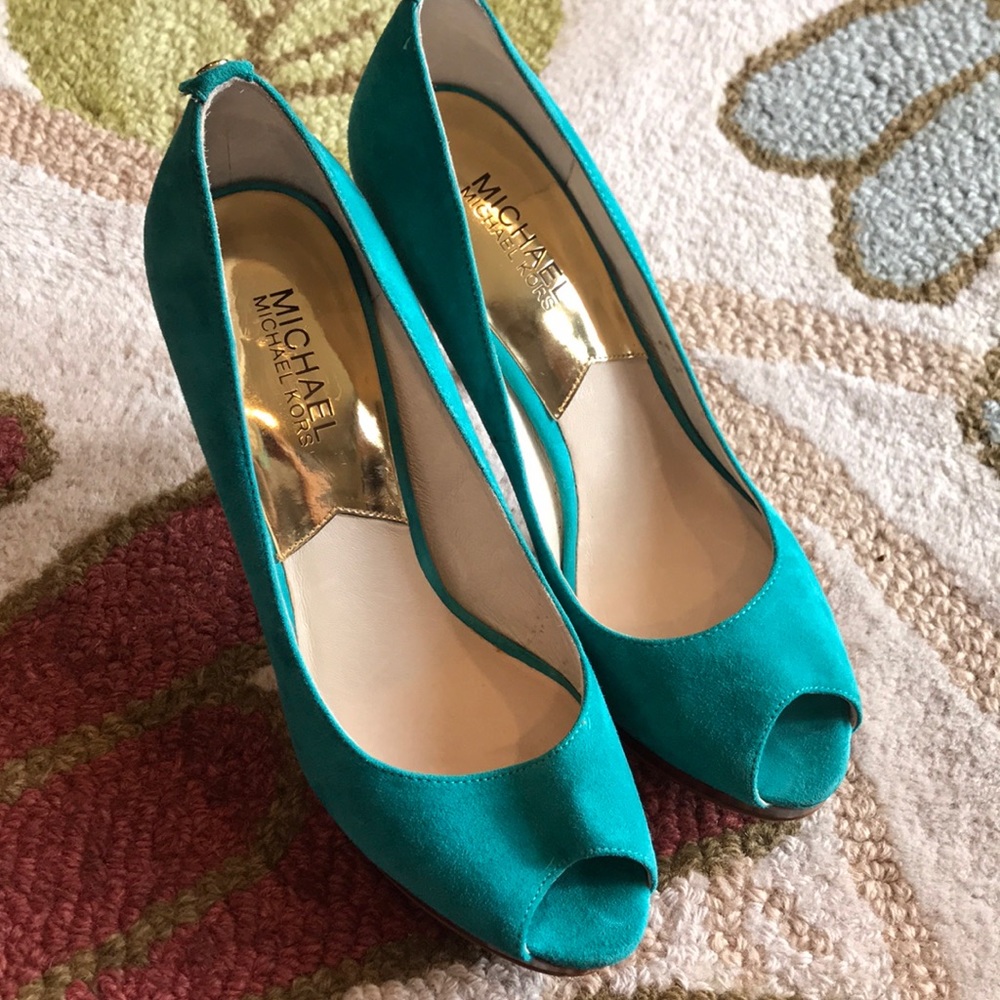Michael Kors Peep Toe Aqua Heels